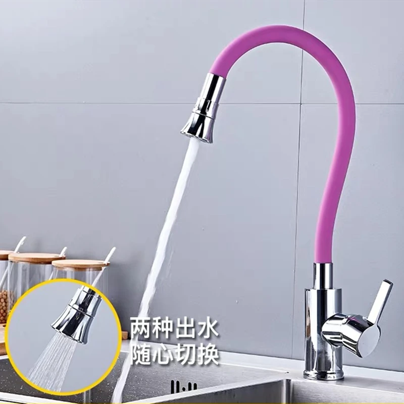 LIUYUE Kitchen Faucets Black/White Brass Silica Gel Nose Any Direction Rotate Kitchen Faucet Rotate Switch Nozzle Sink Mixer Tap