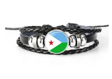 Love Djibouti Flag Leather Bracelets Fashion Djibouti Women And Men Glass Beads Bracelets Friendship Anniversary