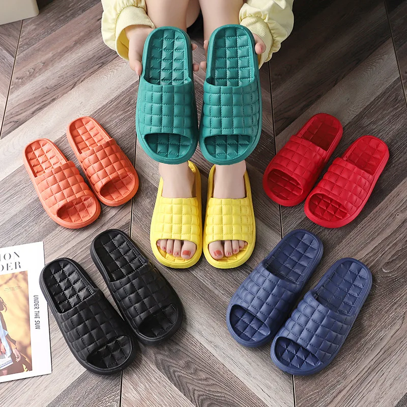 Women Indoor Home Slippers Summer Soft Comfortable Non-slip Flip Flops Bath Slippers Couple Family Flat Shoes Hotel Sandals