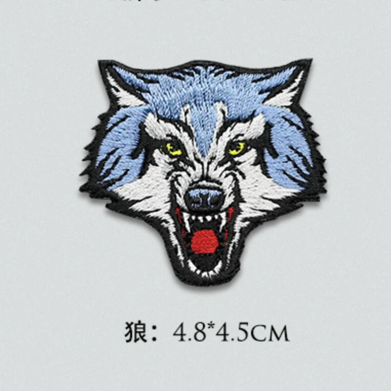 High quality fashion bear fierce animal tiger lion wolf head embroidery patch cloth stickers DIY T-shirt accessori