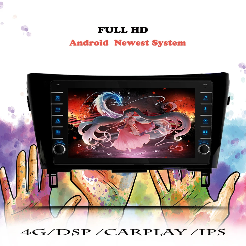 

Автомагнитола Android 14 с видео и аудио для Nissan Qashqai X-Trail Rogue 2014-2017, мультимедийная система с GPS и DVD