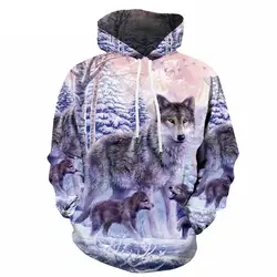 Sweat à capuche avec chapeau imprimé loup, tigre, renard, Harajuku, surdimensionné, mode printemps et automne, impression 3D