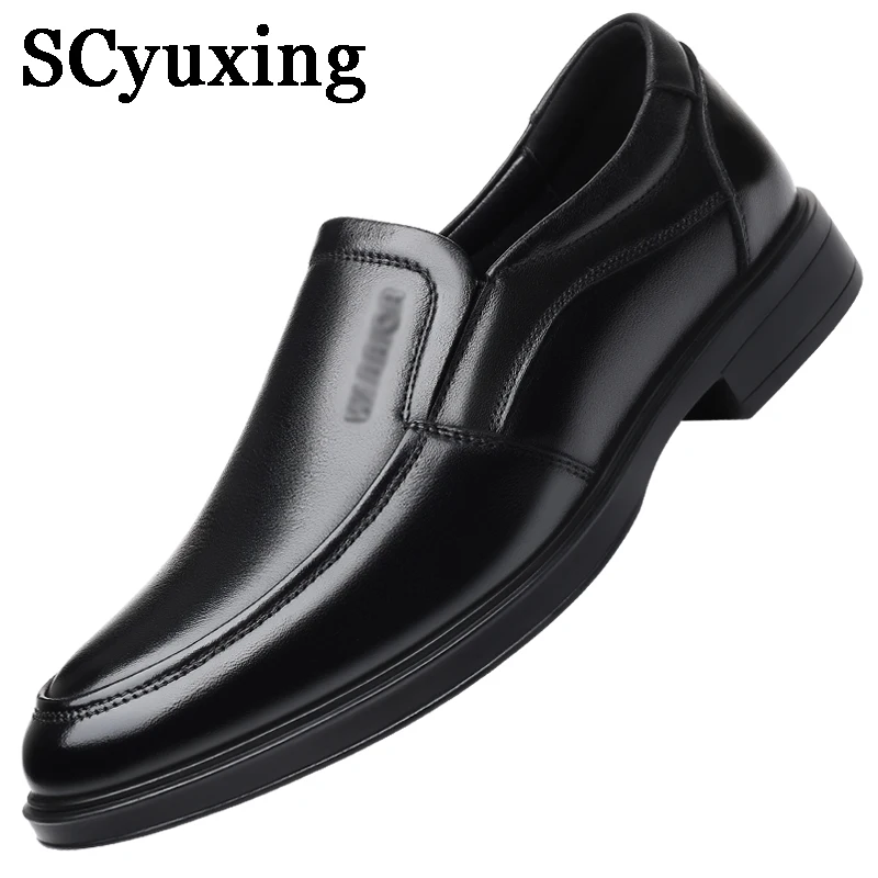 2024 Autumn Men's Quality Leather Shoes British Business Size 38-44 Anti Slip Soft Leather Man Mcrofiber Leather Dress Shoes