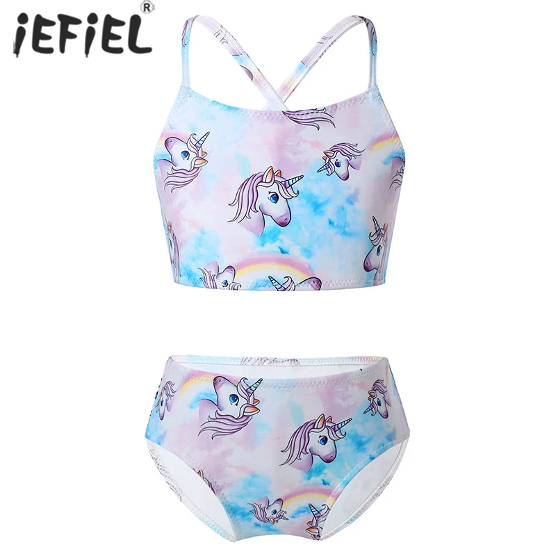 

2-10T Two Piece Tankini for Girls Swimsuit Children Swimwear Bathing Suit Horse Cartoon Print Swimsuit Bikini Infantil Beachwear