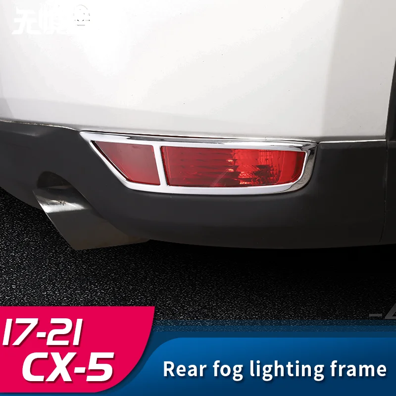 

For Mazda cx5 cx-5 2017 2018 2019 2020 2021 Chrome Rear Bumper Fog Light Lamp Cover Trim Molding Garnish Frame ABS Chromium Sty