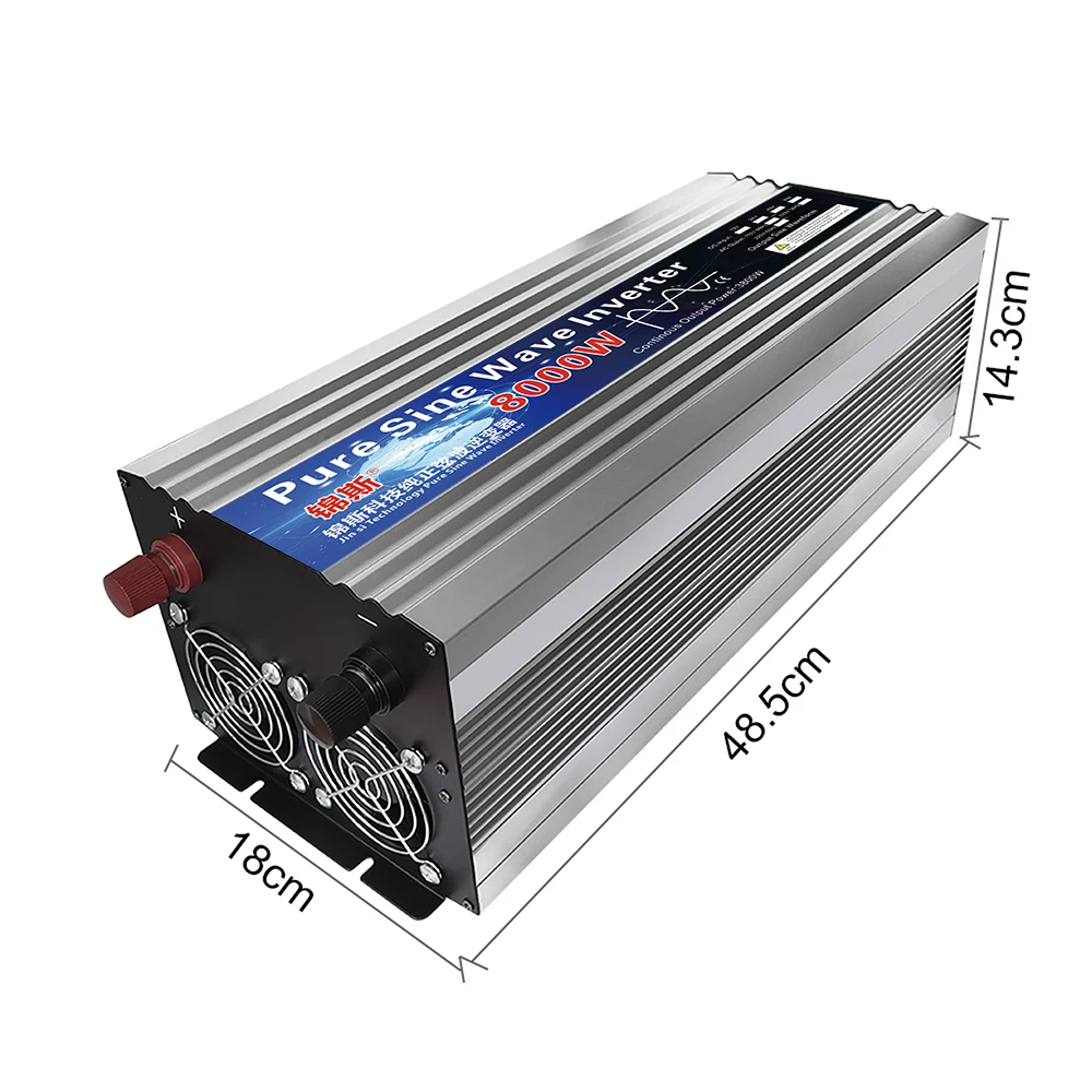 Inwerter 12V 24V 48V 60V 220V czysta fala sinusoidalna falownik 4000W 8000W moc inwerter słoneczny DC 12V do 220V konwerter domowy wyświetlacz LED