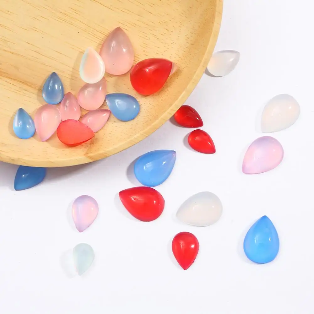 10pcs/lot Resin Flatback Water Drop Shape Beads Faux Cat Eye Cabochon Bead Handmade DIY Loose Bead For Jewelry Making Findings