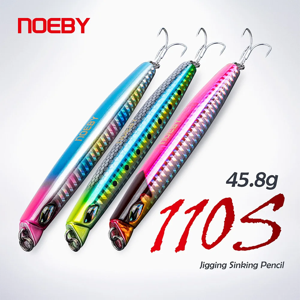 Noeby-Artificial Hard Bait Set for Sea Fishing, Stickbait Fishing Lure, Slow Jigging Lures, Long Casting, 3PCs, 110mm, 46g