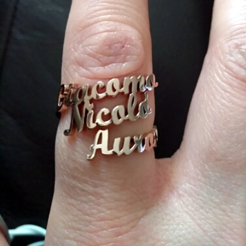 Custom Cursive Name Adjustable Ring Personalized Script Name Rings For Women Couple Name Ring Jewelry Mom Sisters Best Gifts