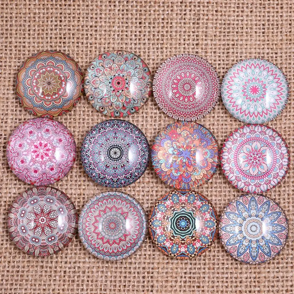 

onwear mixed kaleidscope mandala pattern photo round dome jewelry making glass cabochon 12mm 20mm 25mm 18mm diy craft