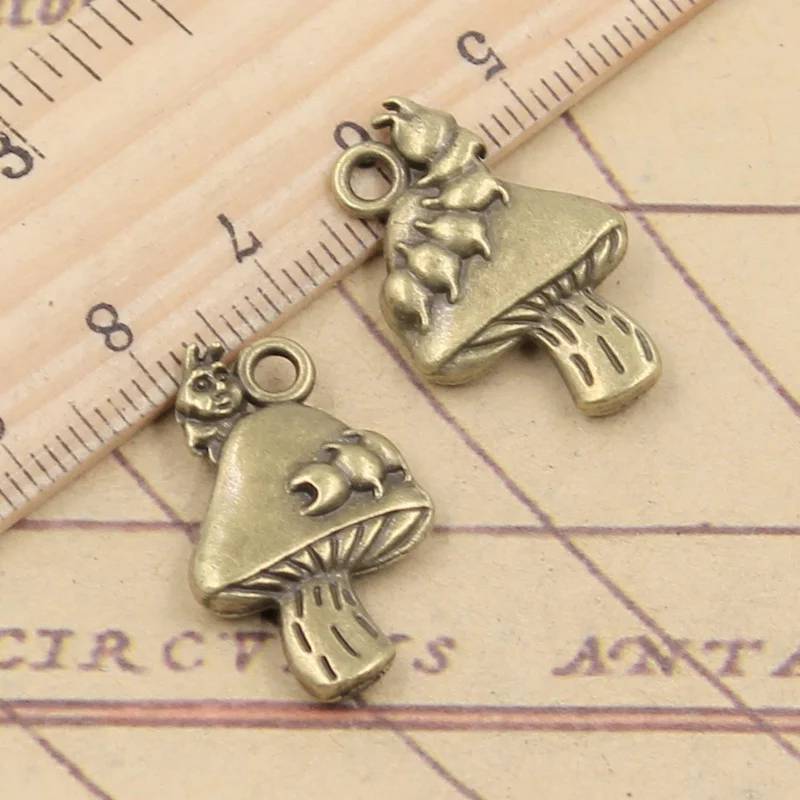 10pcs Charms Centipede Mushroom 25x16mm Tibetan Bronze Silver Color Pendants Antique Jewelry Making DIY Handmade Craft