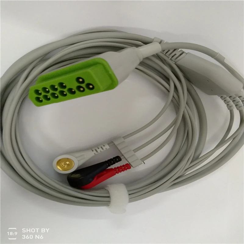 

12P Nihon Kohden ECG EKG one-piece trunk cable and leadwire for BSM-2301/2353/5100,snap/clip/animal VET clip end,AHA