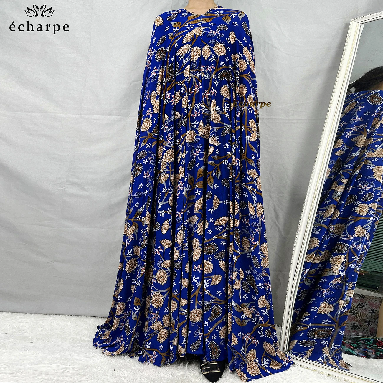 Sleeveless Pullover Dress 1 Piece Set Women Prayer Garment Dubai Abaya Arab Jibab Flowers Djellaba Femmel Khimar Caftan Clothes