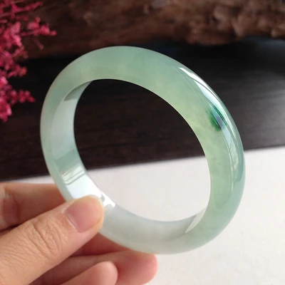 

zheru jewelry natural Burmese jade 54-64mm bleached blue flower bracelet elegant princess jewelry send mother to girlfriend