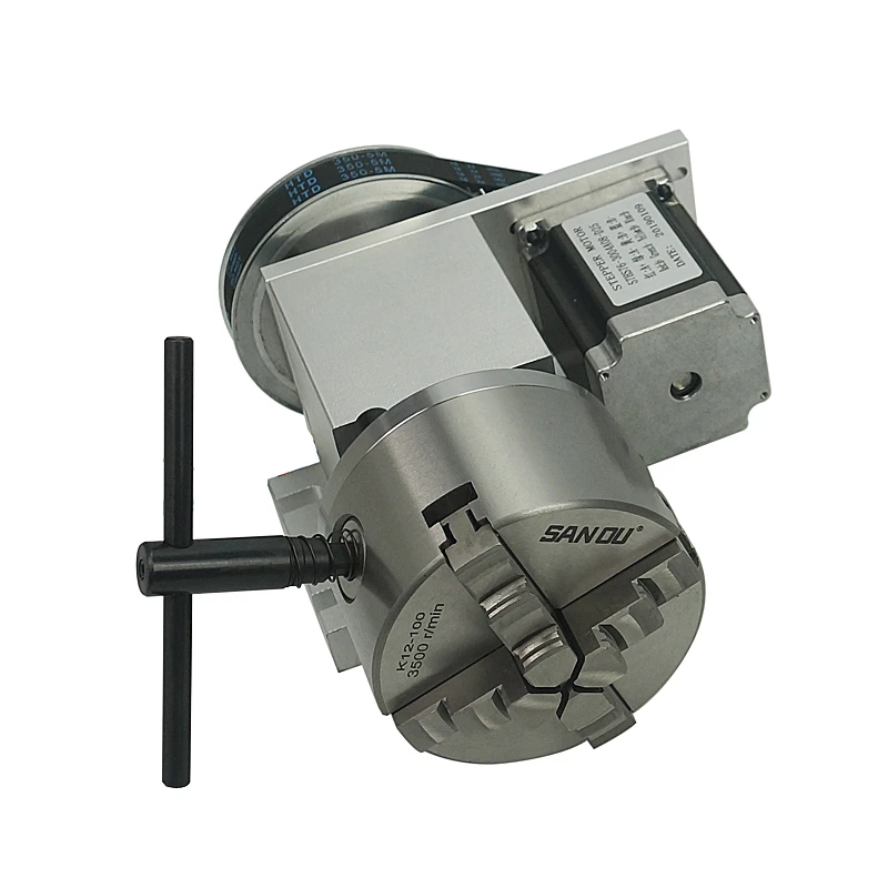 Cnc roteador eixo rotativo 3 4 mandíbula mandril 100mm rotação do eixo oco 6:1 4th a aixs centro altura 65mm para máquina de gravura cnc
