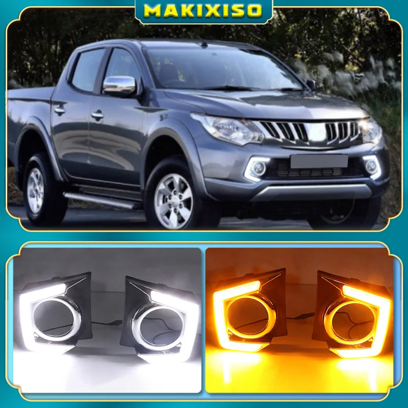 

2Pcs Car LED Daytime Running Light DRL Lamp For Mitsubishi Triton L200 2015 2016 2017 2018 Dimming Function Fog lamp