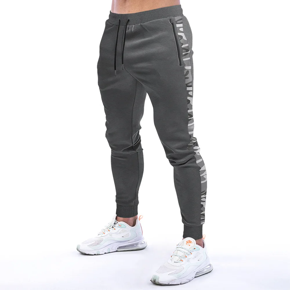 2021 new muscle fitness running training sports cotton trousers men's breathable Slim beam mouth casual health pants