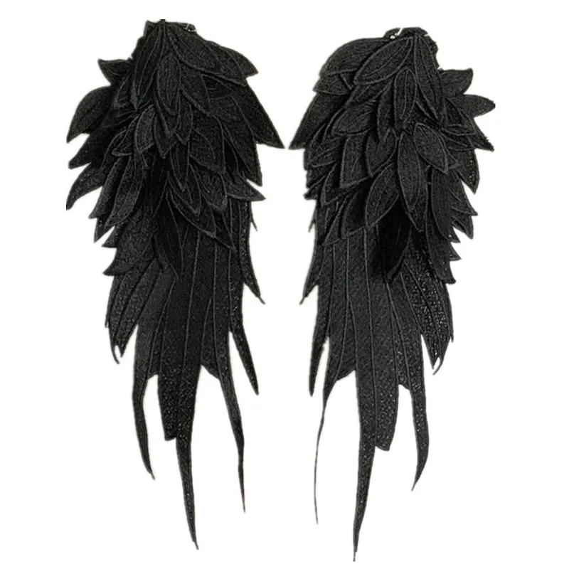 1Pair 40*16CM Large White Black 3d Angel Wing Embroidery Patch Applique Flower Sewing On Dress Clothes Decoration Diy Patches