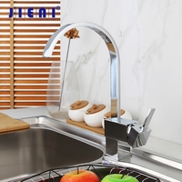 JIENI Stainless Steel Kitchen Faucet Chrome Polished Basin Faucet Hot & Cold Water Swivel Mixer Tap Black & Nickel Brush Tap