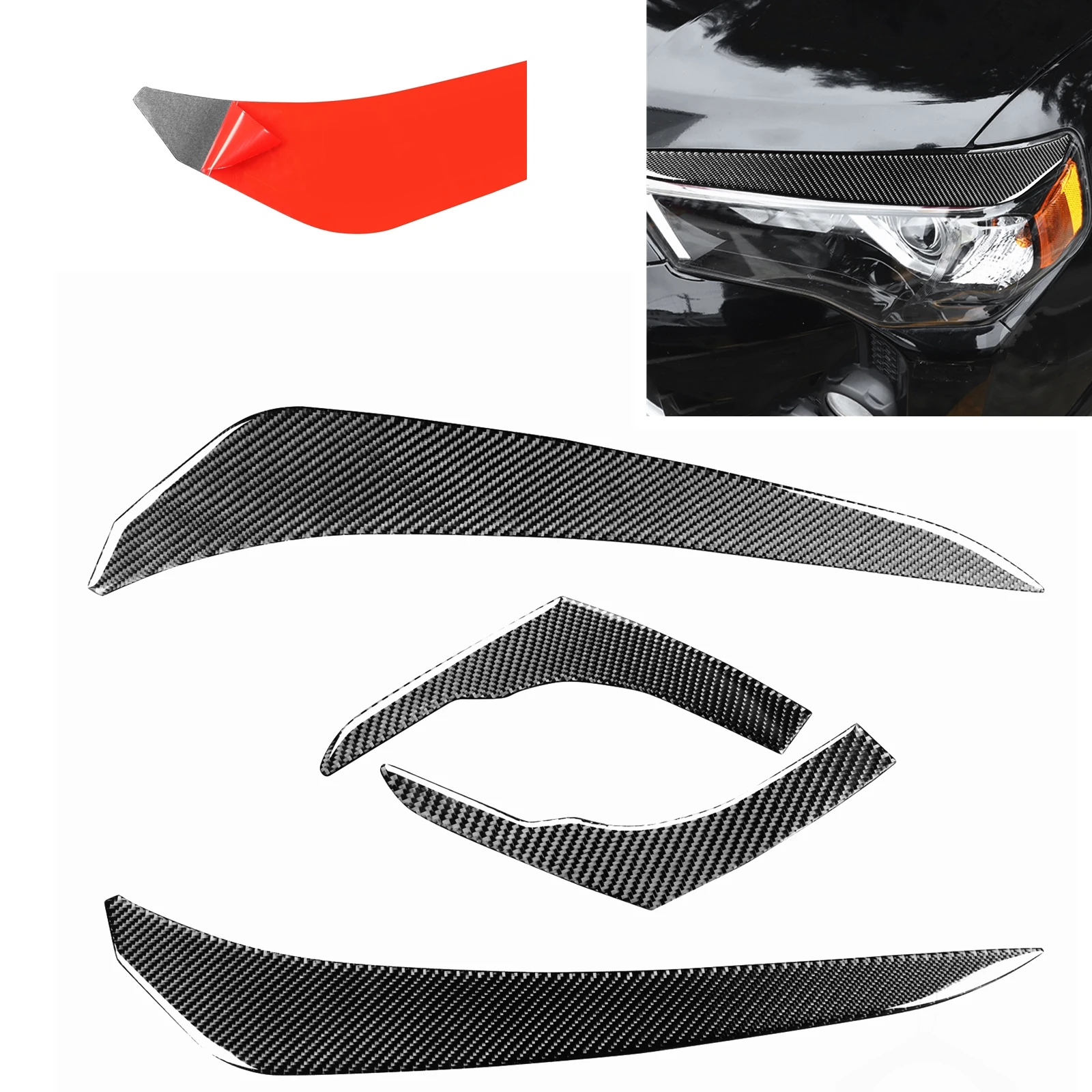 

For Toyota 4Runner 2010-2023 Headlight Eyebrow Headlamp Eyelid Carbon Fiber Front Head Lamp Brow Light Cover Lid Trim Sticker