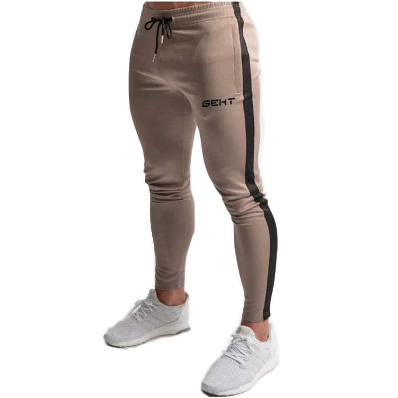 Calça de ginástica masculina, moletom fino casual, moletom longo, moletom de treino jogger, calça de algodão, moda 2019