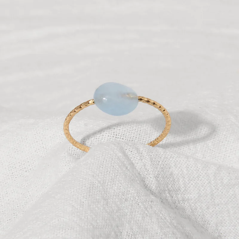 Natürliche Stein Perlen Ringe Minimalistischen Kristall Amethysten Lapis Lazuli Stein Finger Ring Gold Farbe Edelstein Ring Weiblichen Schmuck Geschenk – Detail 4