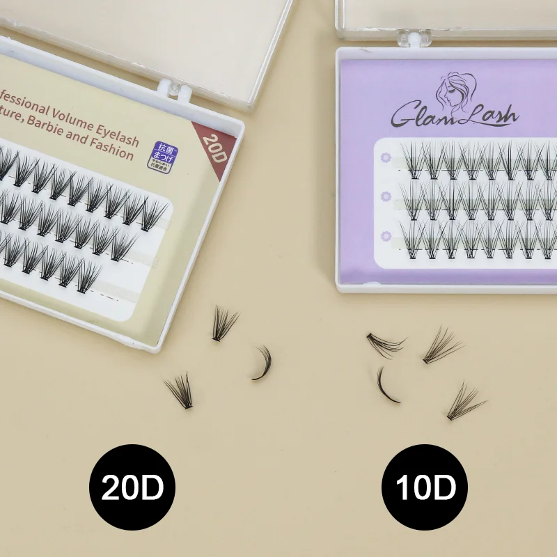 GLAMLASH Premade Volume Fans Eyelash Extension Natural Faux Mink Eyelashes Individual 10D/20D Cluster False Lashes Makeup