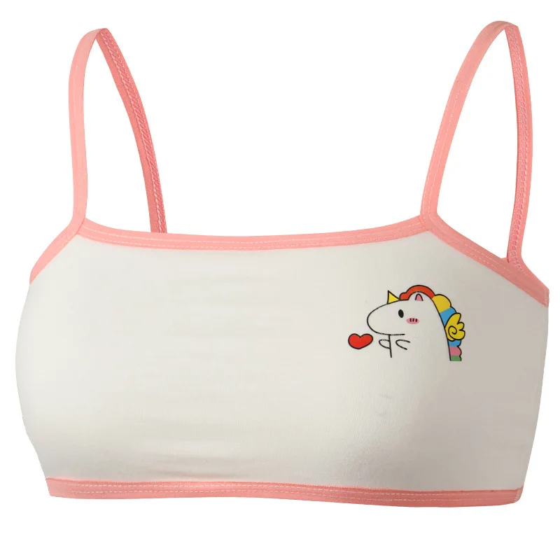 

Cute cartoon children's cotton underwear for primary and secondary school girls sling thin girl bra girl tube top 8 to 18 y