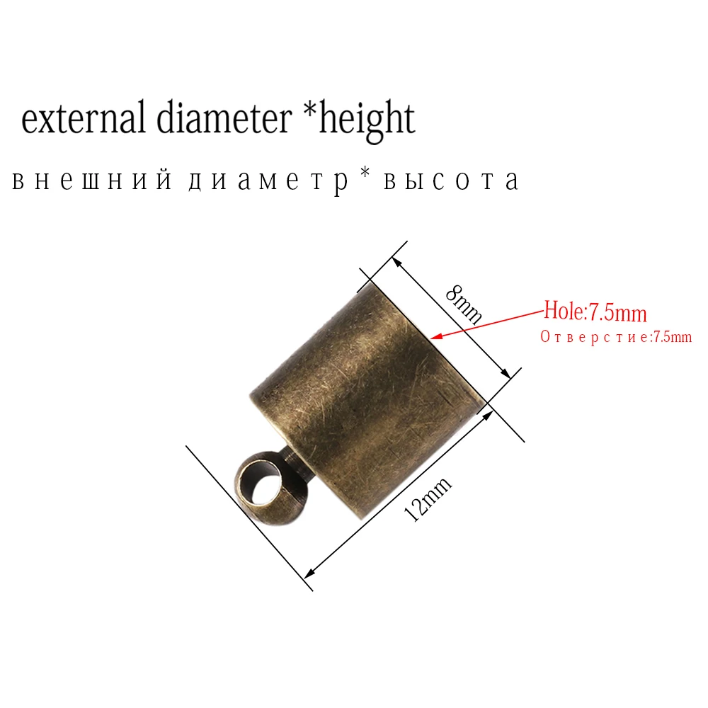 Tapón de punta para borlas de cuero, accesorio para manualidades, suministros de fabricación de joyas, 3, 4, 5, 6, 7, 8, 9, 10mm, 20-50 unids/lote
