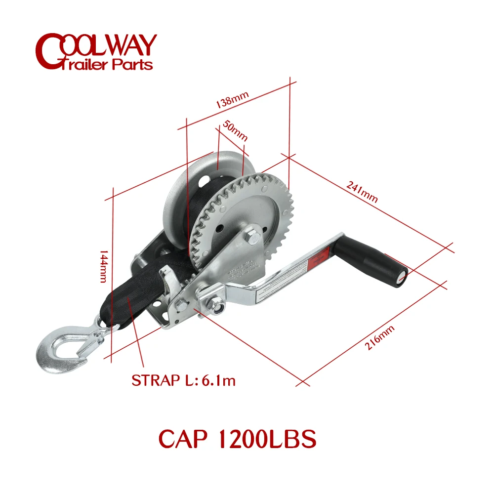 Hoge Kwaliteit Hand Lier Cap 1200 Lbs/540Kg 6.1M Extra Lange Synthetische Strap Webbing Auto Boot Trailer