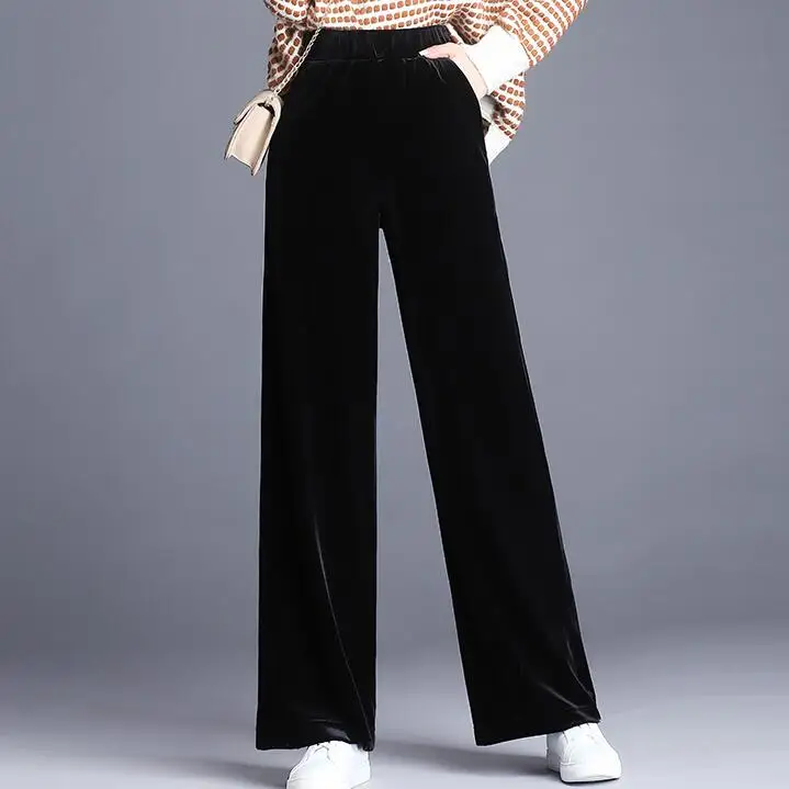 

Spring Women Pants Long Drape Velvet Wide leg Pants Loose Trouser Young Fashion