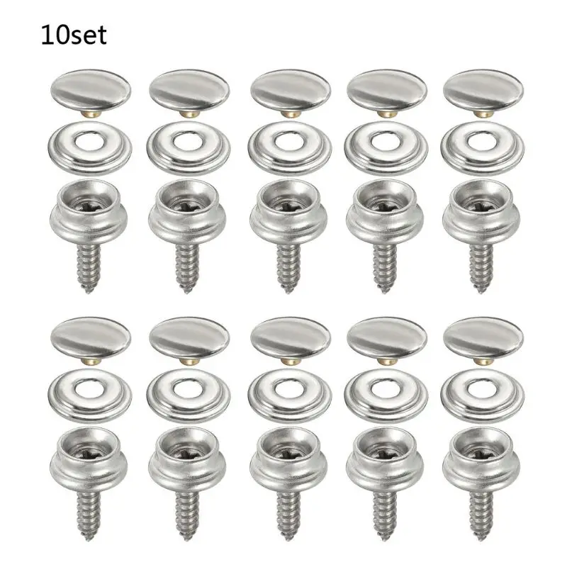 10 Sets Edelstahl Tippen Snap Verschluss Kit Zelt Marine Yacht Boot Leinwand Abdeckung Werkzeuge Steckdosen Tasten Auto Baldachin Accessori