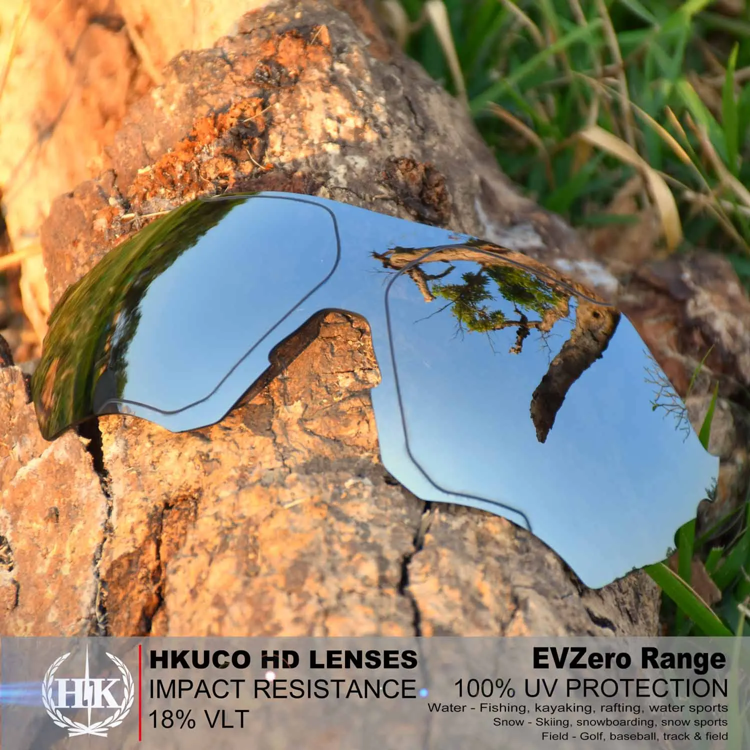 HKUCO Polarized Replacement Lenses For EVZero Range Sunglasses Silver/Green 2 Pairs