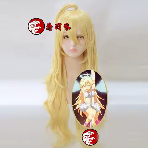 Panty and Stocking with Garterbelt-Panty Yellow Blonde Curly Long Anime Cosplay wig+ Wig Cap