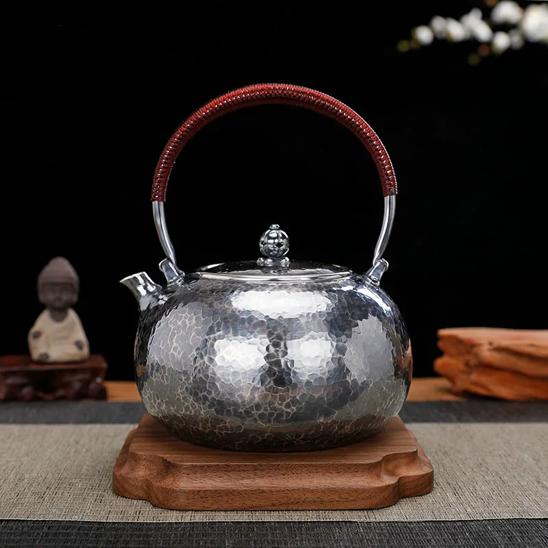 Silver Pot, Pure Silver 999 Kettle, Hand-made One Piece Of Retro Bright Old Tea Ceremony, Household Pure Silver T