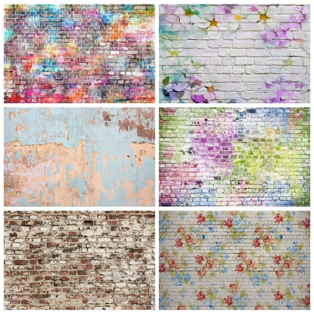 Laeacco Graffiti Brick Wall Grunge Vintage Portrait Retro Style Photography Backdrops Photo Backgrounds Baby Birthday Photophone