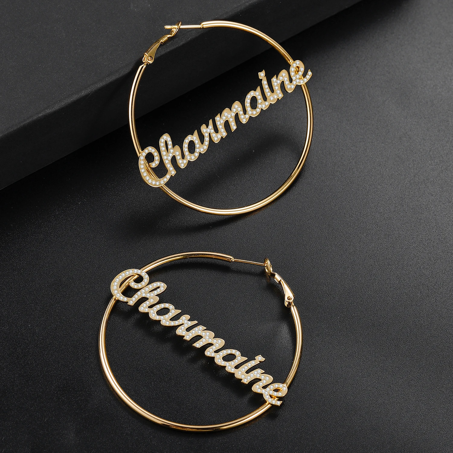 

Personalized Name Earrings Sparkling Diamond Earrings Custom Hoop Earrings Earrings for Women Luxury Jewelry for Women Gift