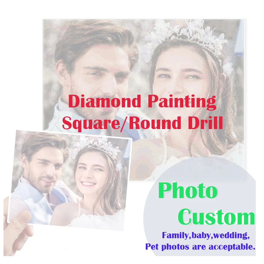 

Photo Custom Diamond Embroidery Full Square/Round Crystal Diamond Painting Cross Stitch Diamond Mosaic Kits Birthday Gift
