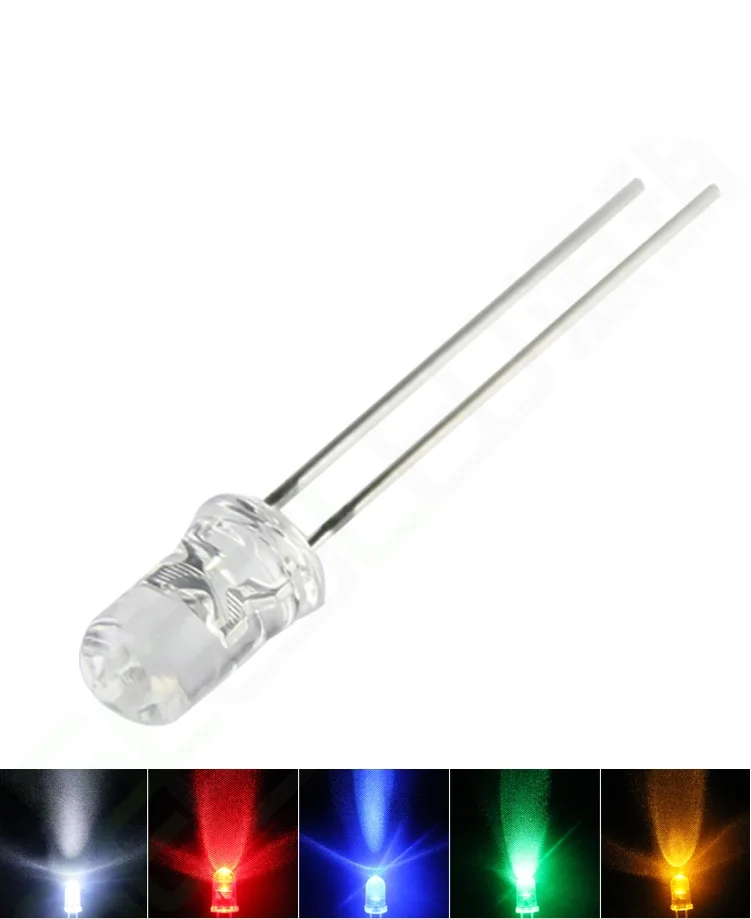 100pcs 5mm LED 다이오드 5 Mm 모듬 된 키트 화이트 그린 레드 블루 옐로우 오렌지 핑크 퍼플 따뜻한 화이트 DIY 발광 다이오드