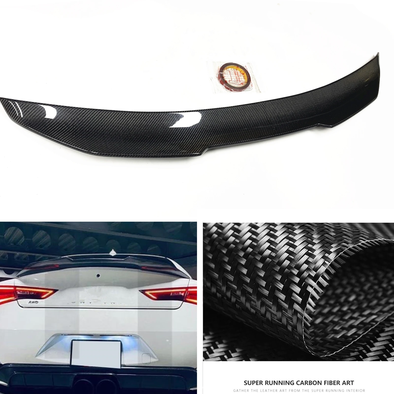 

Rear Trunk Lid Spoiler Wing For Infiniti Q60 2017-2021 PSM Style Real Carbon Fiber Body Kit Tailgate Decklid Trim Splitter Lip