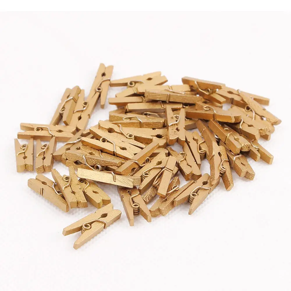 50PCS Colored Mini Wooden Clips DIY Party Home Decoration Craft Arts Clip Cute Small Clamps For Memo Paper Bookmark Photo Clips