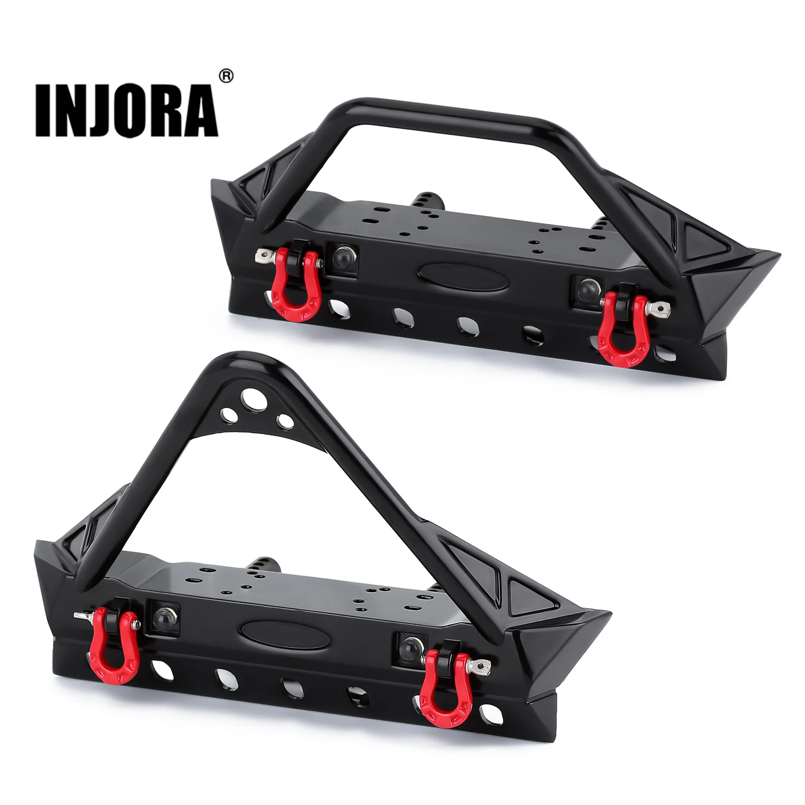 Metalowy przedni zderzak INJORA z oświetleniem do modeli RC Crawler 1/10 Axial SCX10 90046 SCX10 III AXI03007 AXI03003 - ulepszenie