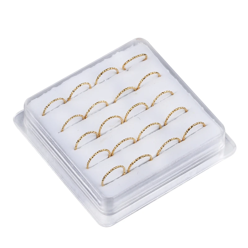 New 20pcs Gold Color Twist Rounded Women Nose Ring Vintage Personality Nose Nail & Nose Rings Both Men and Bijoux Jewelry Gift