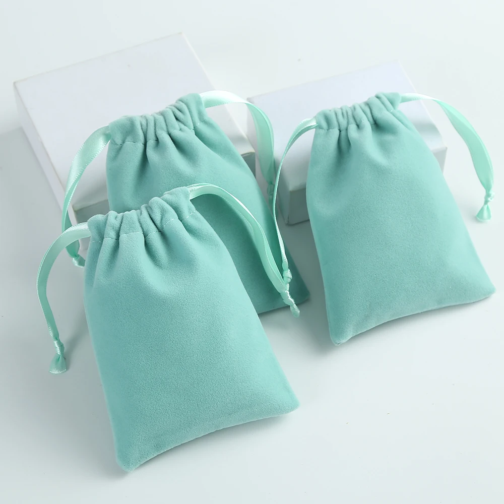 10pcs Pink Thick Velvet Jewelry Packaging Bag Drawstring with Ribbon Rings Board Game Tarots Playing Cards Storage Organizer Bag