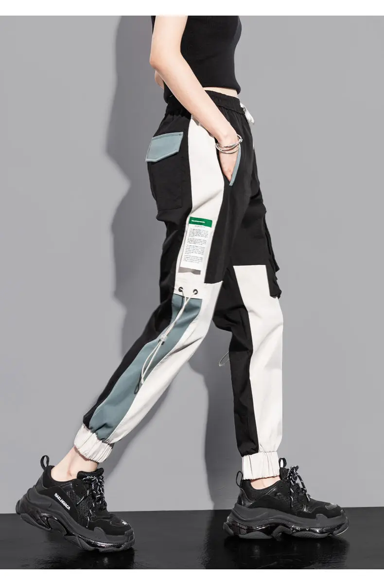 New Big Pockets Cargo Pants Women Ankle-length High Waist Drawstring Loose Streetwear Hip Hop Versatile Joggers Trousers Female