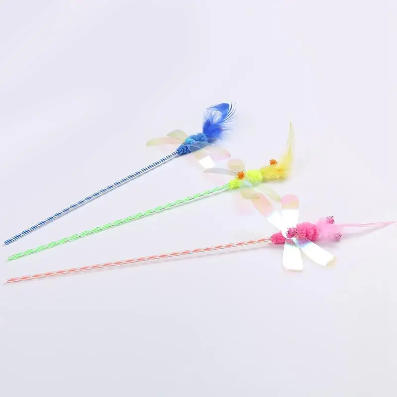 Cat Toys Cat Wand Pet Supplies Feather Dragonfly Sequins Cat Toy Wand Cat Teaser Wand Toys for Cats Kitten