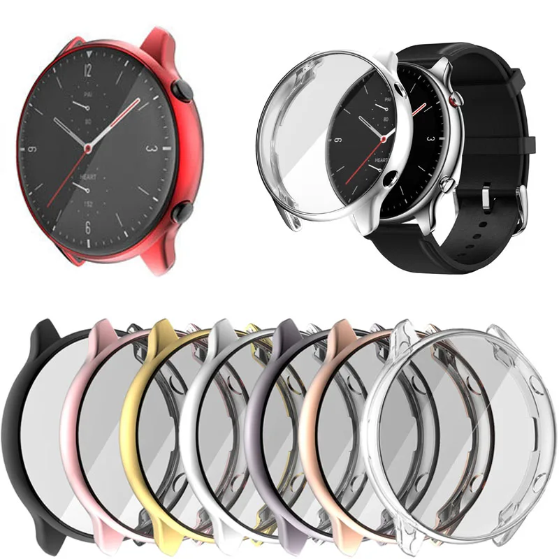 TPU Soft Full Screen Glass Protector Case Shell Edge Frame For Amazfit GTR 2/2e GTR2/e Smartwatch GTR2e Protective Bumper Cover