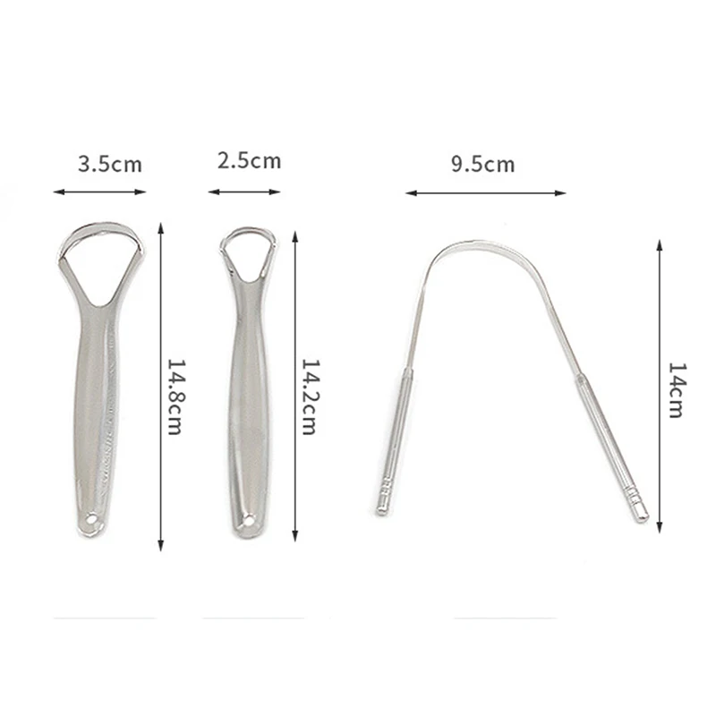 1/2/3PC/Set StainlessSteel Reduce Bad Breath Tongue Scraper Cleaner Srape Reusable Ecofriendly Tongue Brush Fresh Breath Scraper