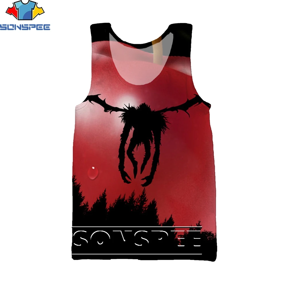 SONSPEE 3D Printing Death Note Anime Summer Sleeveless Vest Men/Women Fashion Hip Hop Personality Sports All-match Casual Top