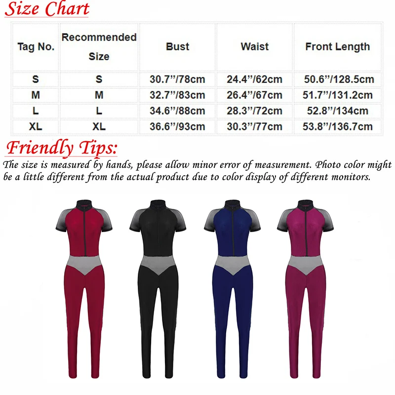 Women Dance Wear Mesh Patchwork Bodycon Bodysuit Jumpsuit Sport Fitness Yoga Pants Unitards Gymnastics Leotard Ballet Costume